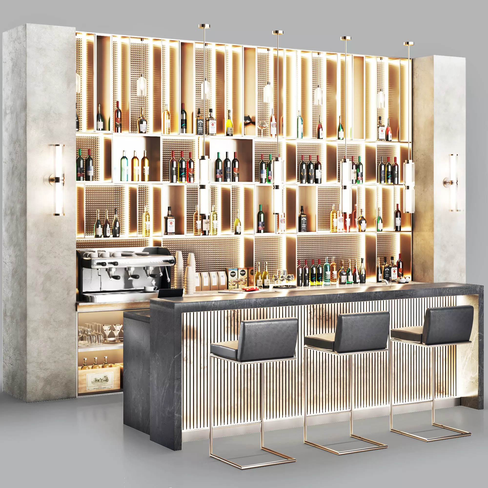 Cafe restaurant bar 12 Low-poly 3D model_0