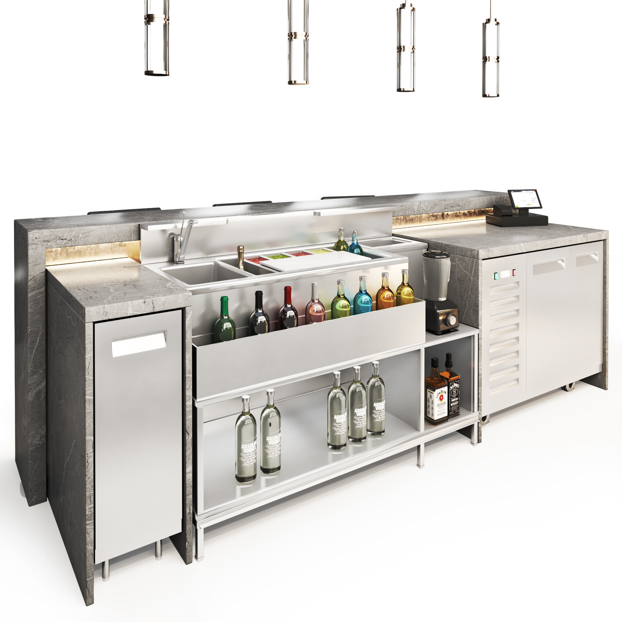 Cafe restaurant bar 12 Low-poly 3D model_3