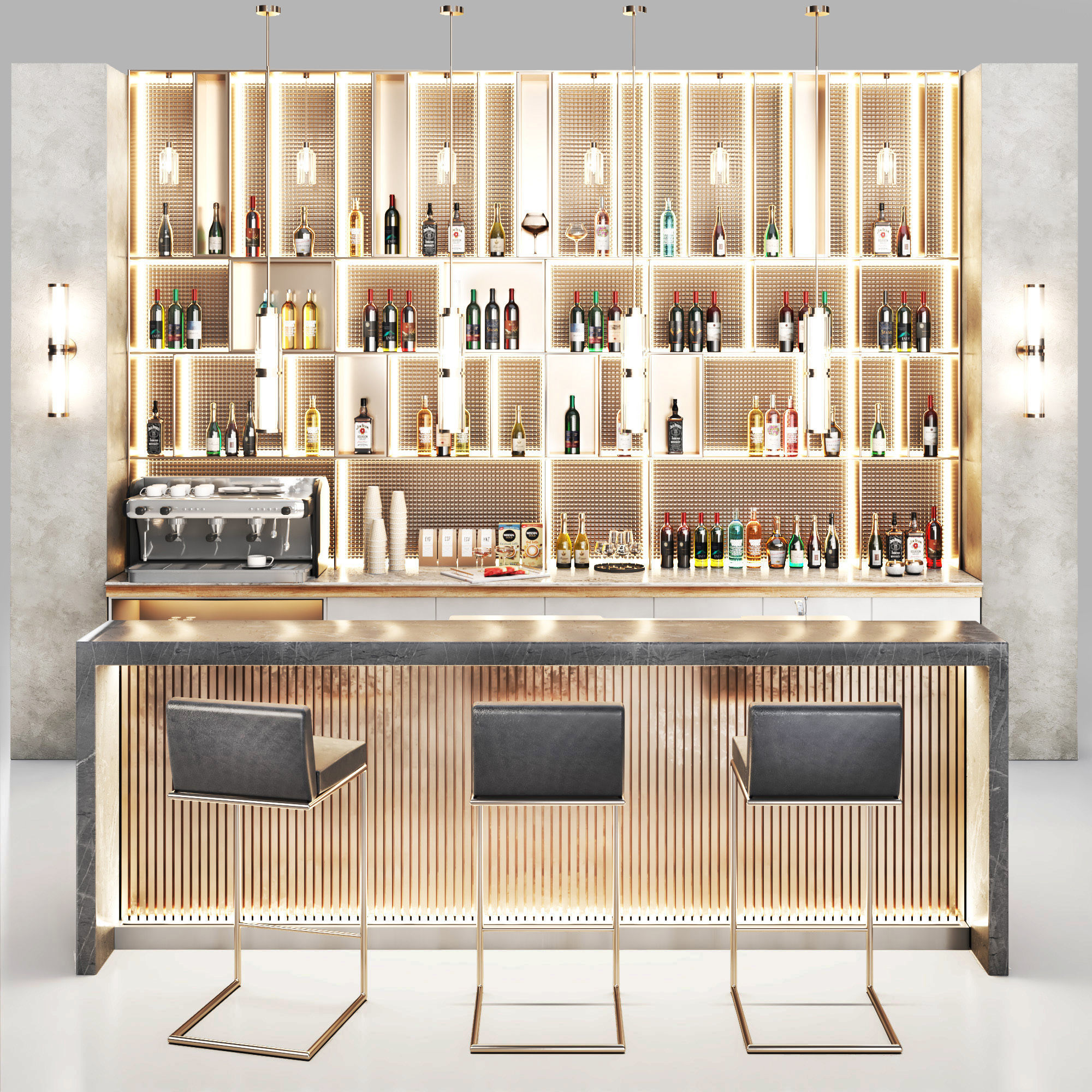Cafe restaurant bar 12 Low-poly 3D model_1