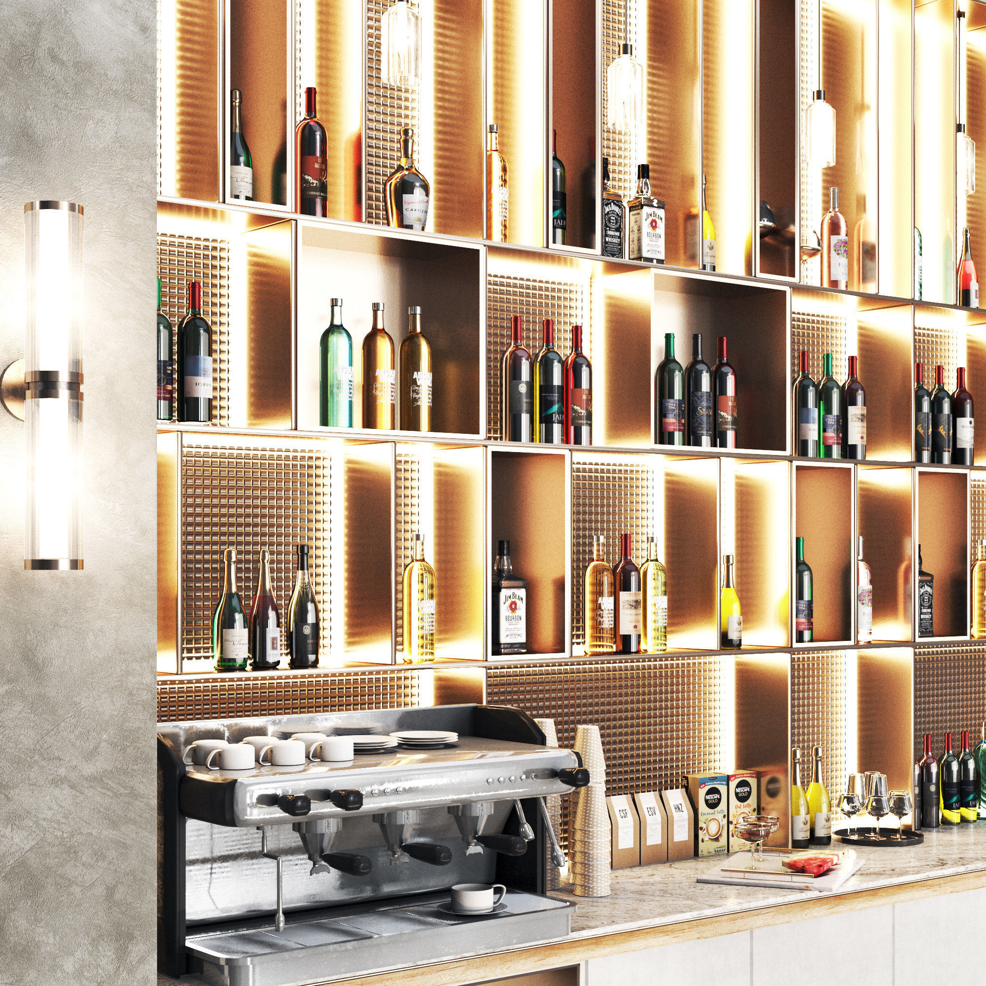 Cafe restaurant bar 12 Low-poly 3D model_2