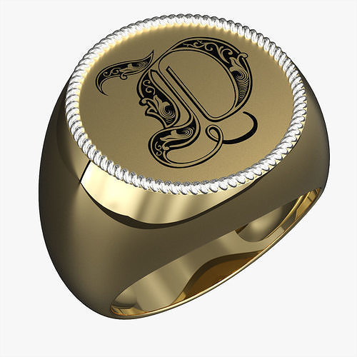 Jewelry alphabet Ring D 3D print model