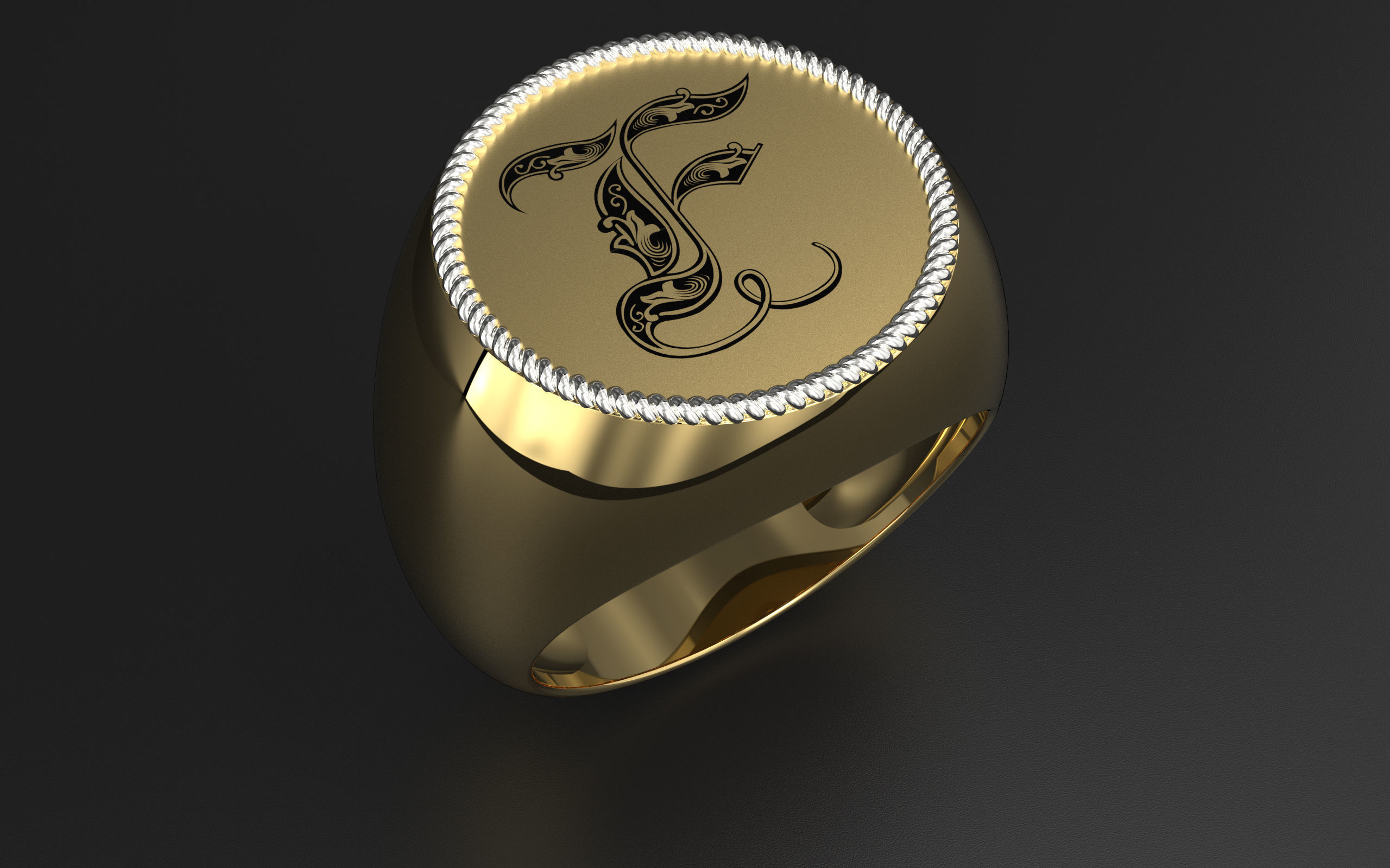 Jewelry alphabet Ring F 3D print model_1