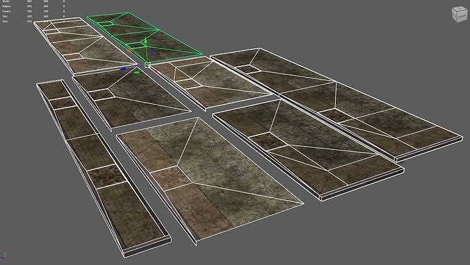 Side Walk modular - PBR Low-poly 3D model 2