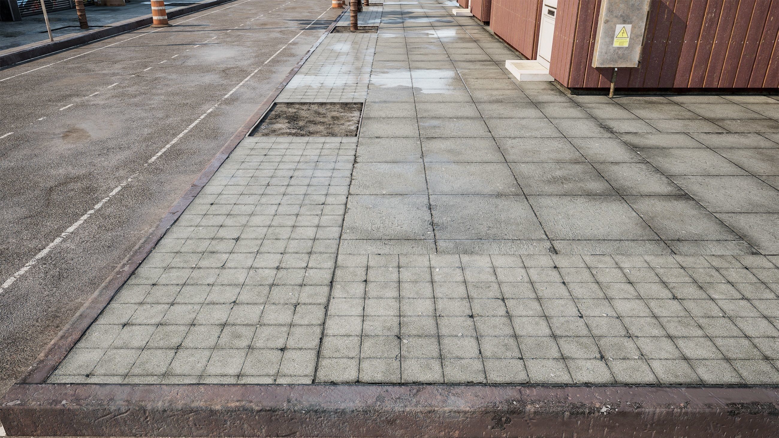 Side Walk modular - PBR Low-poly 3D model_9