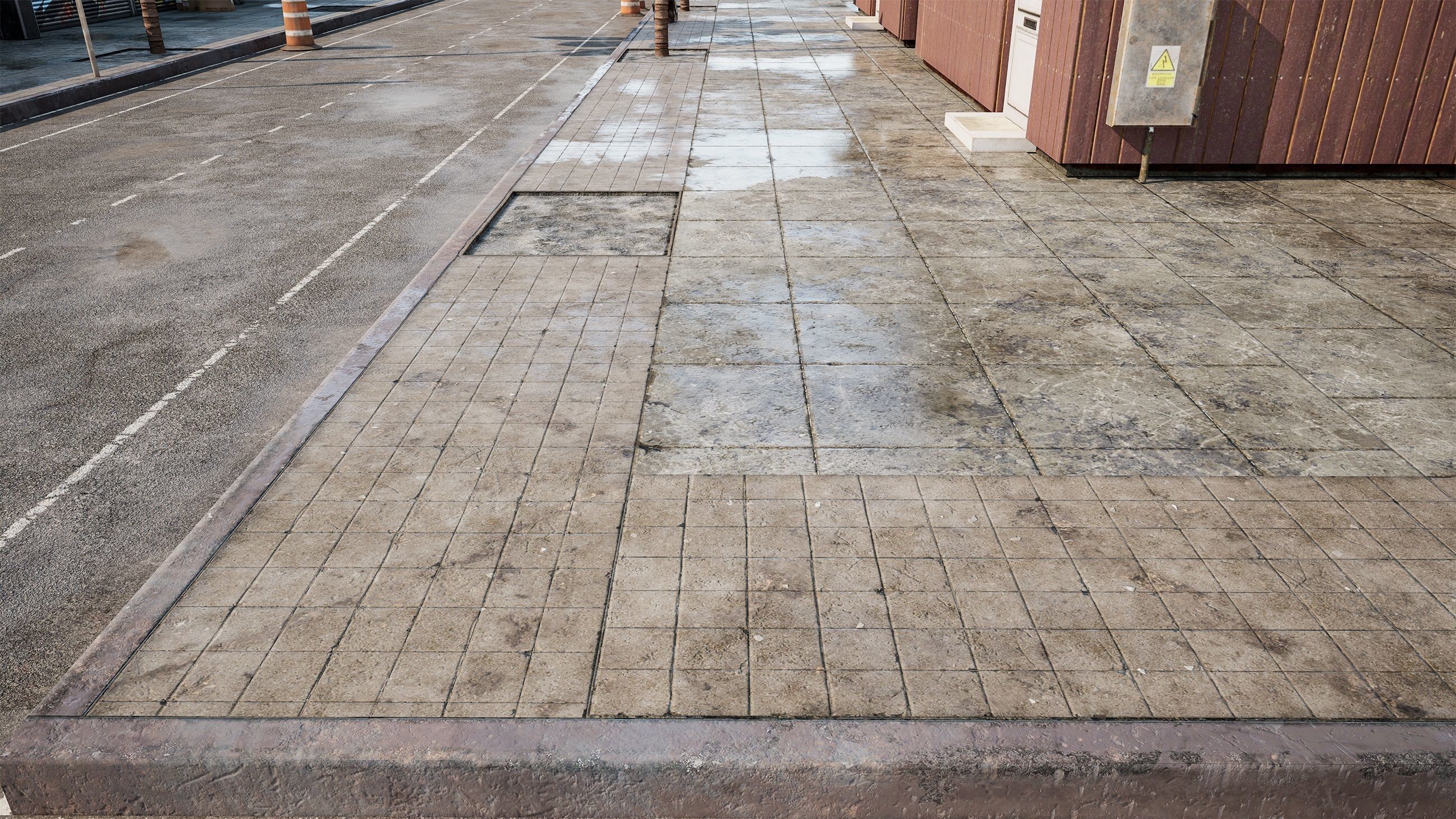 Side Walk modular - PBR Low-poly 3D model_8