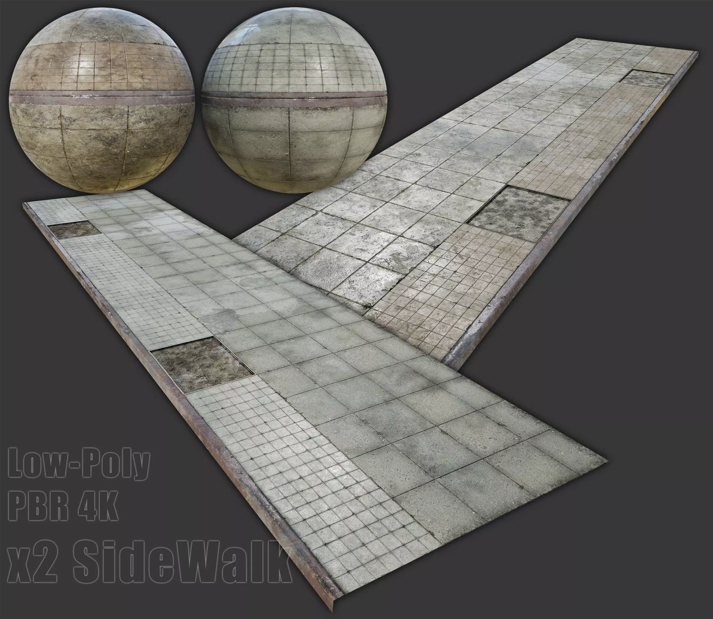 Side Walk modular - PBR Low-poly 3D model_0