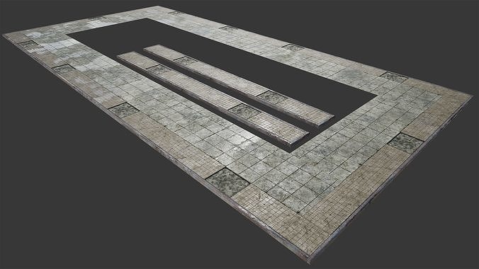 Side Walk modular - PBR Low-poly 3D model 7