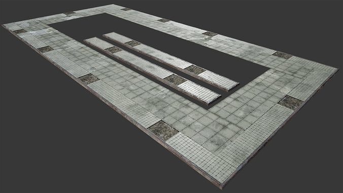 Side Walk modular - PBR Low-poly 3D model 6
