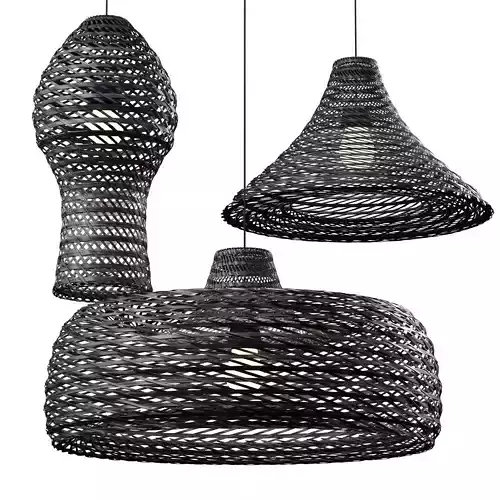 Black Rattan Pendant Light 01 by La Vie