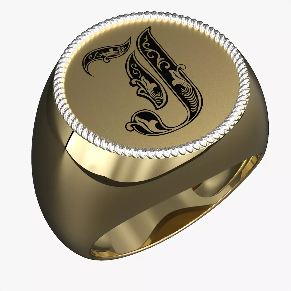 Jewelry alphabet Ring J 3D print model_0