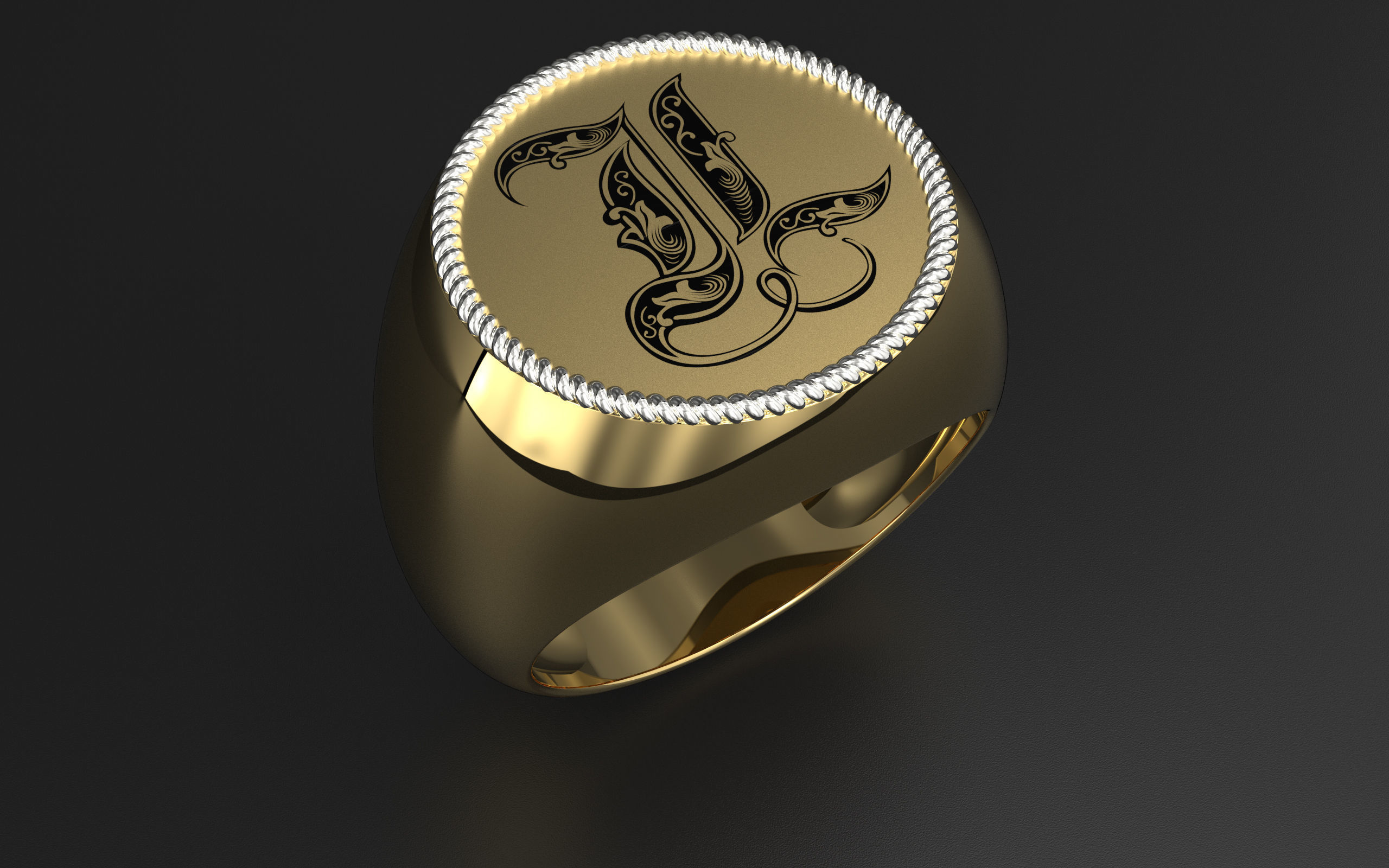 Jewelry alphabet Ring L 3D print model_1