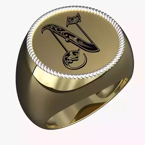 Jewelry alphabet Ring N 3D print model