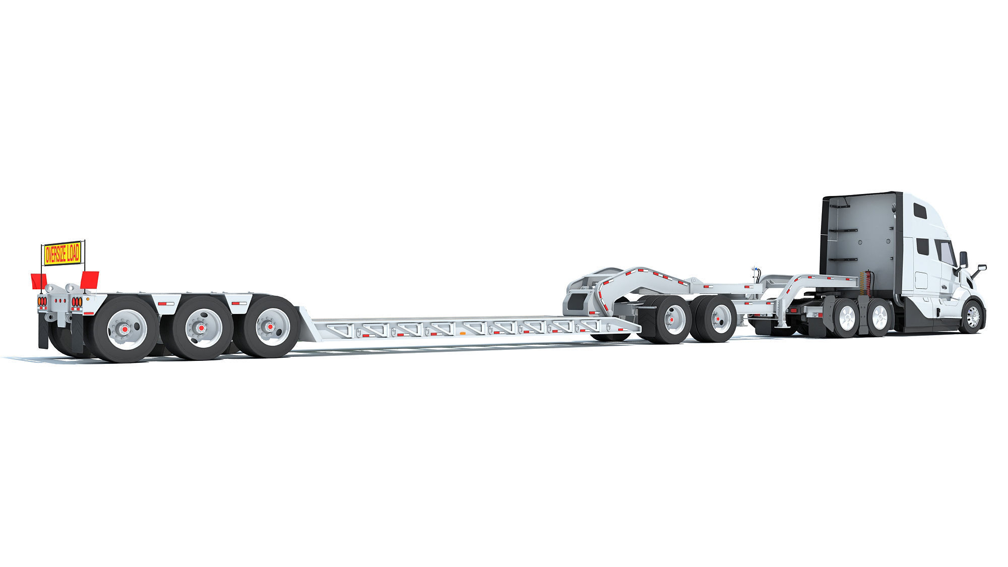 2024 Semi Truck with Lowboy Trailer 3D model_4