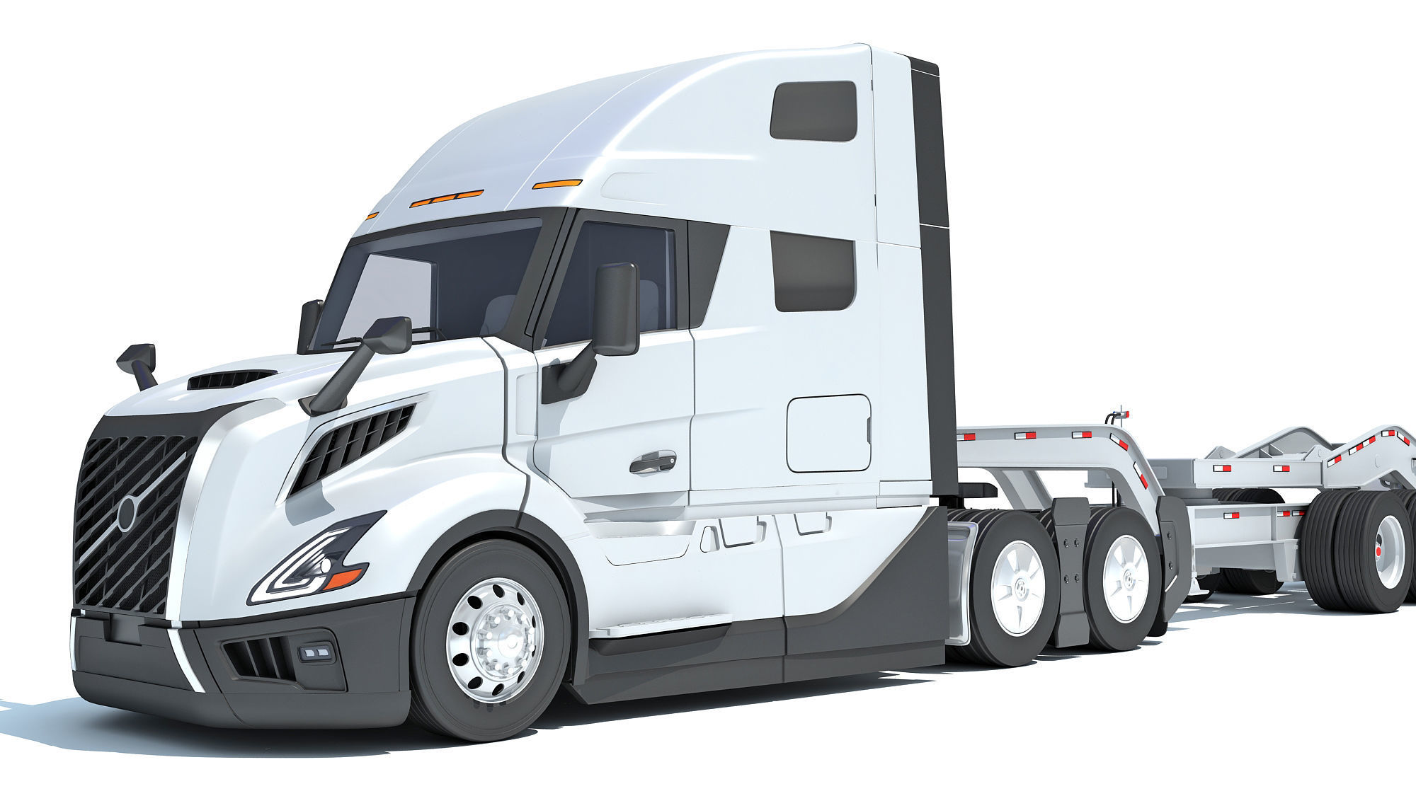 2024 Semi Truck with Lowboy Trailer 3D model_12