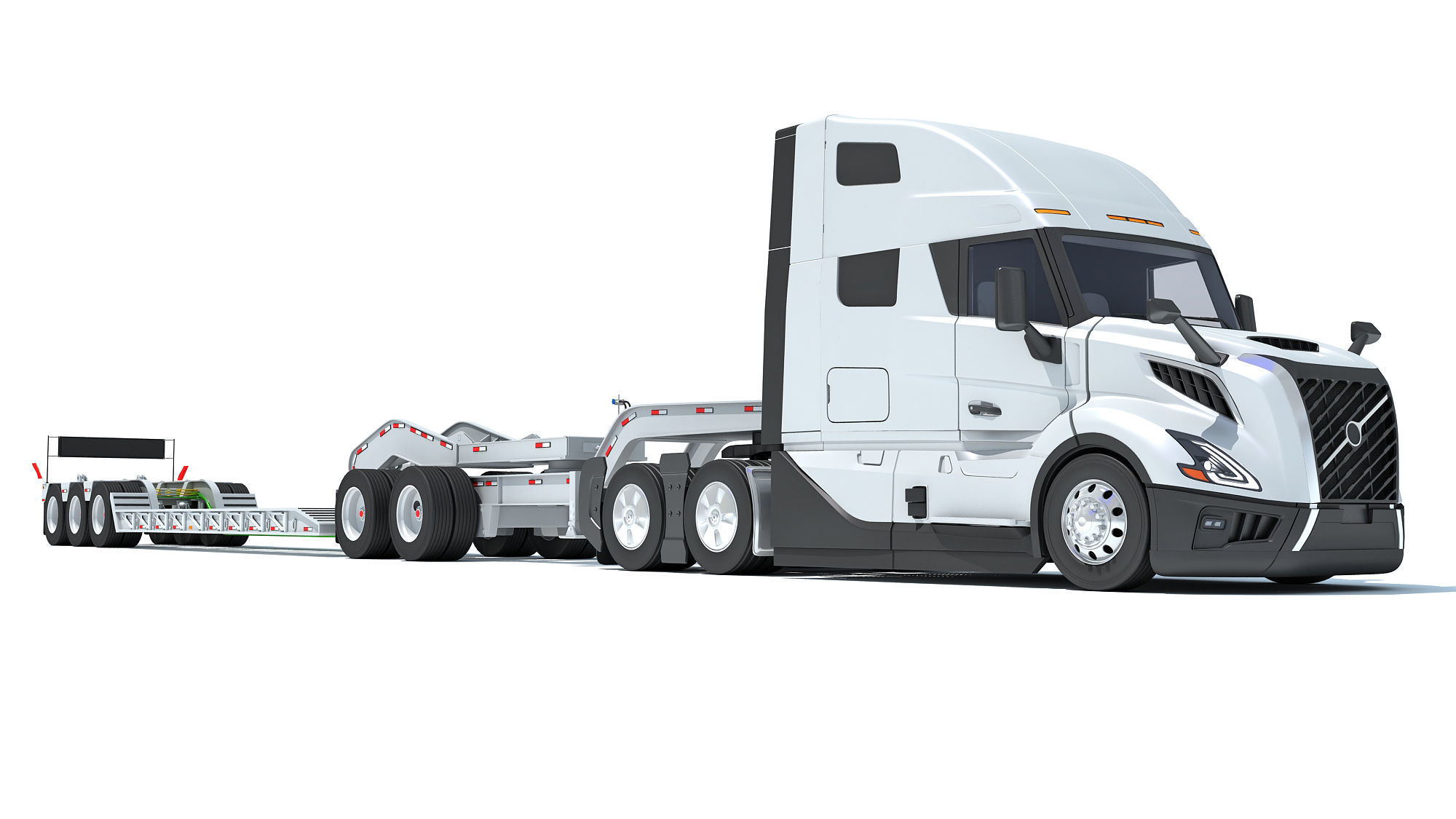 2024 Semi Truck with Lowboy Trailer 3D model_8