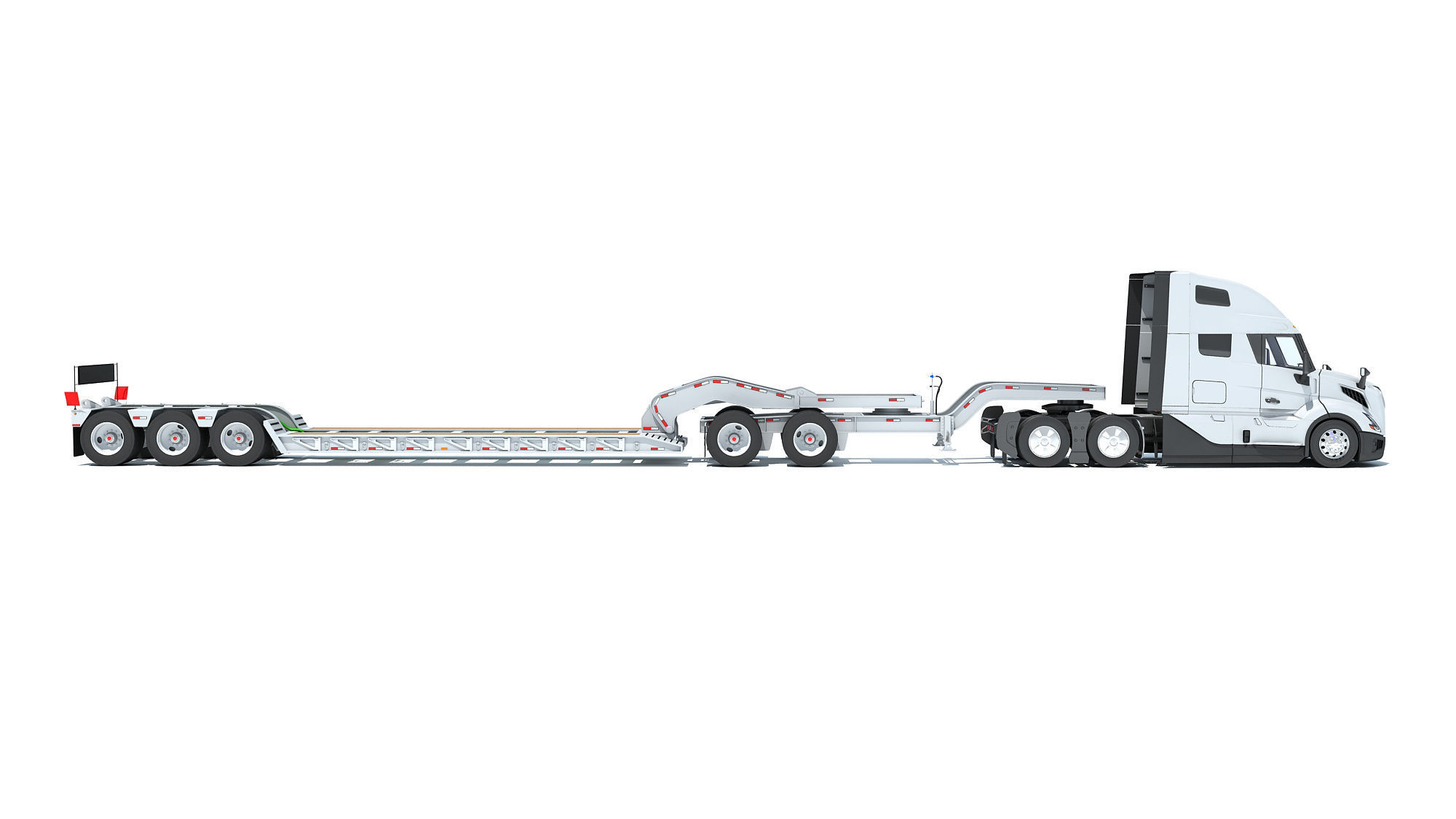 2024 Semi Truck with Lowboy Trailer 3D model_5