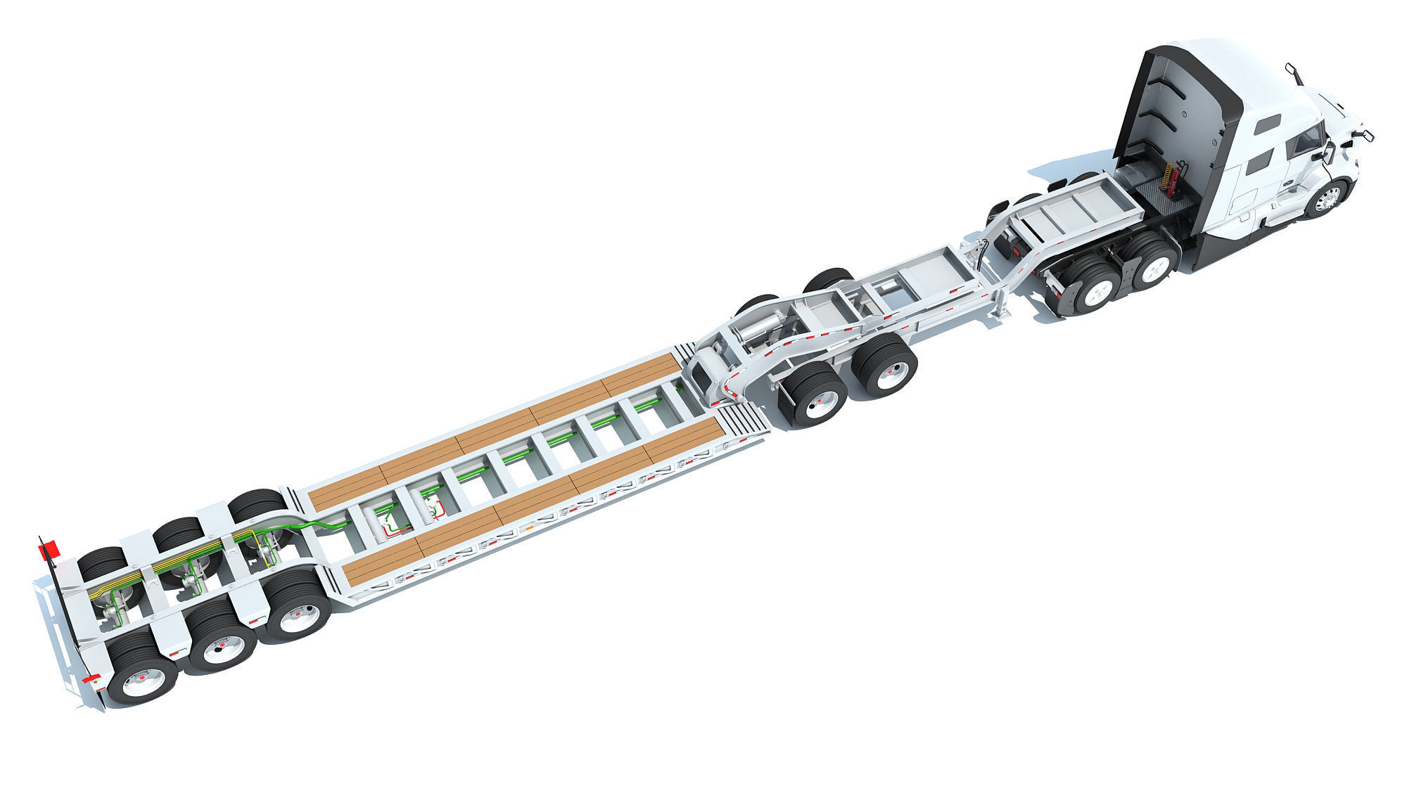 2024 Semi Truck with Lowboy Trailer 3D model_6