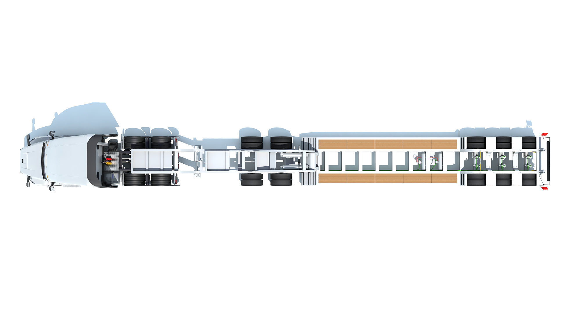 2024 Semi Truck with Lowboy Trailer 3D model_11