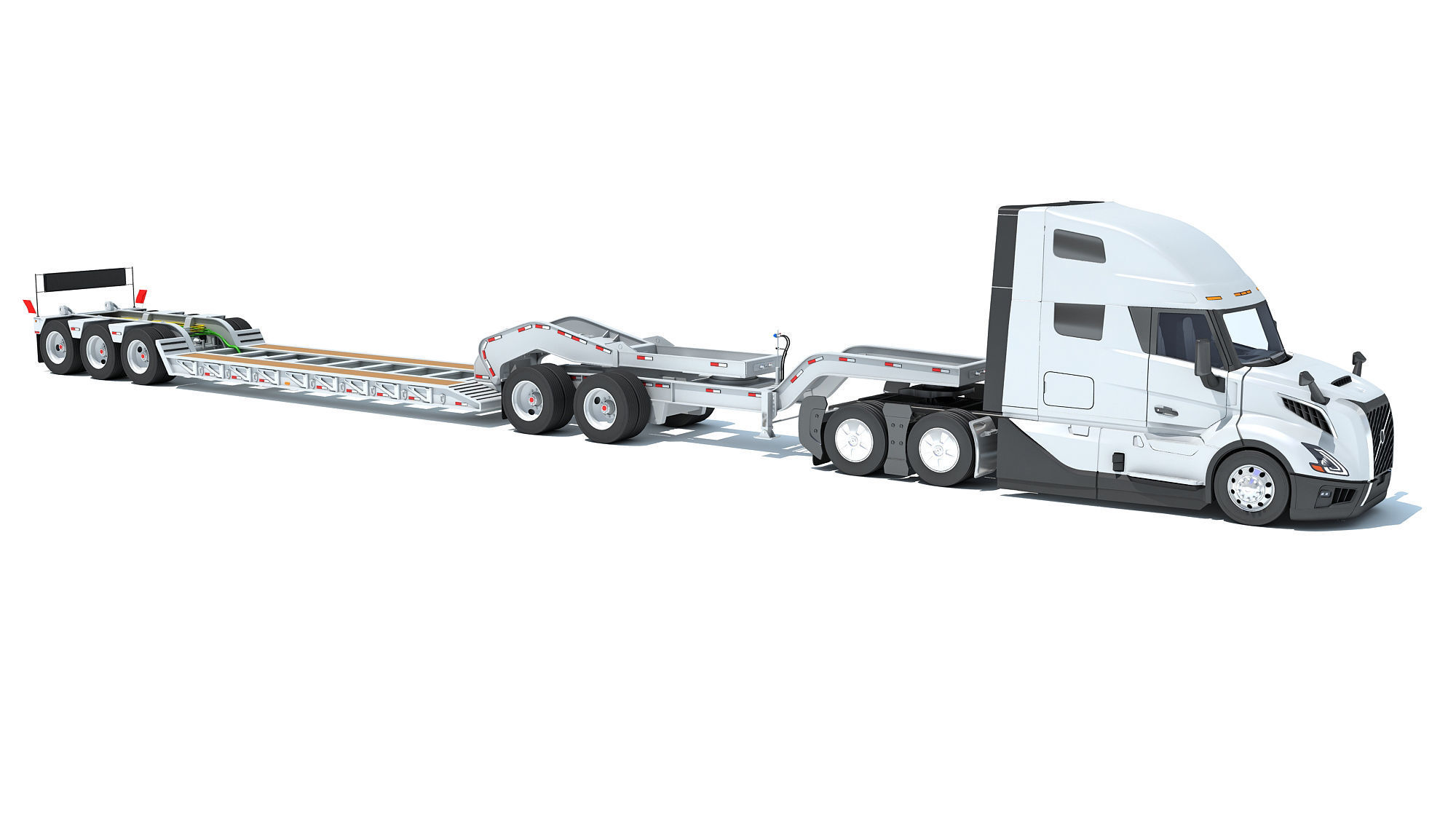 2024 Semi Truck with Lowboy Trailer 3D model_7