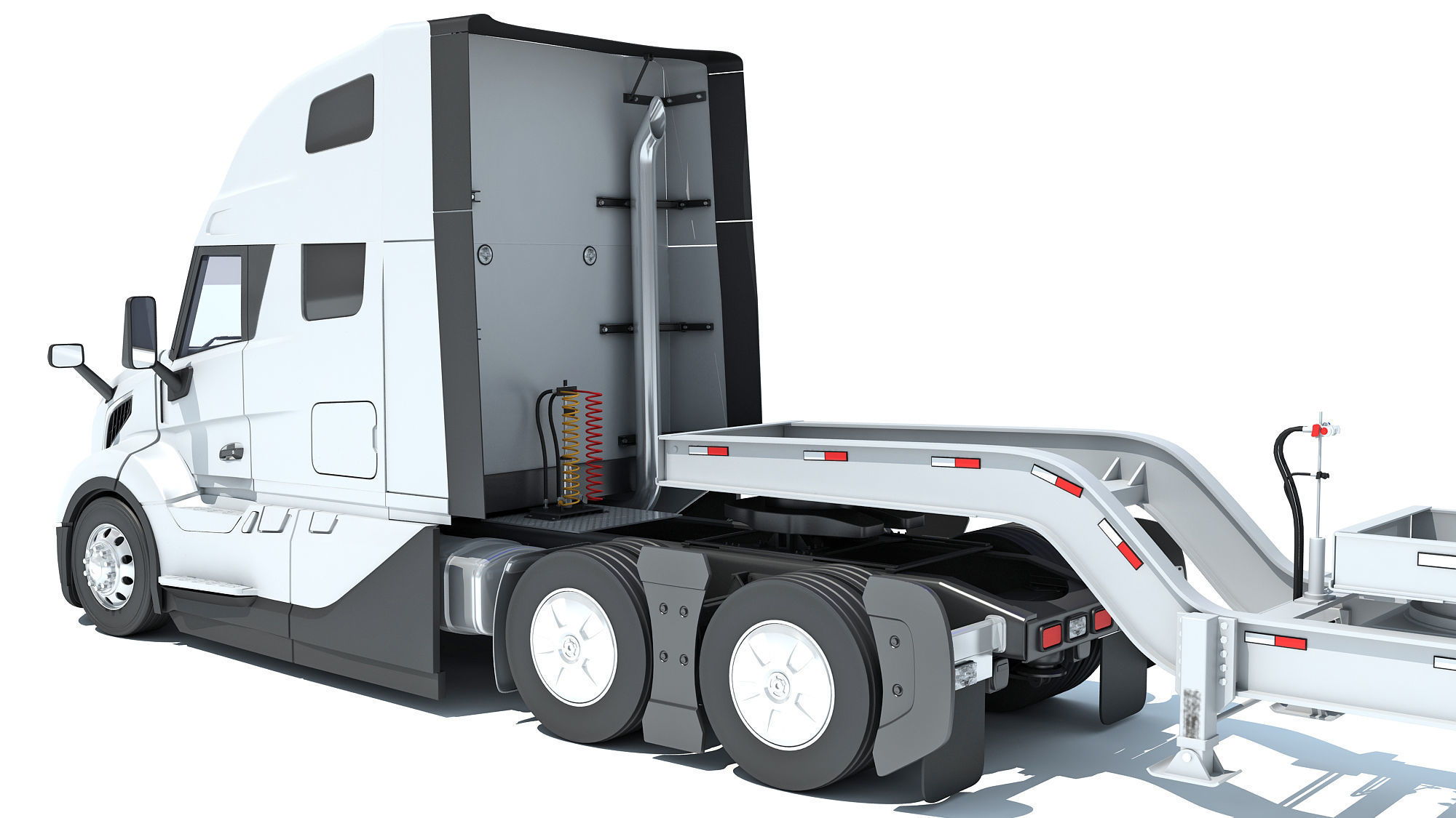 2024 Semi Truck with Lowboy Trailer 3D model_13