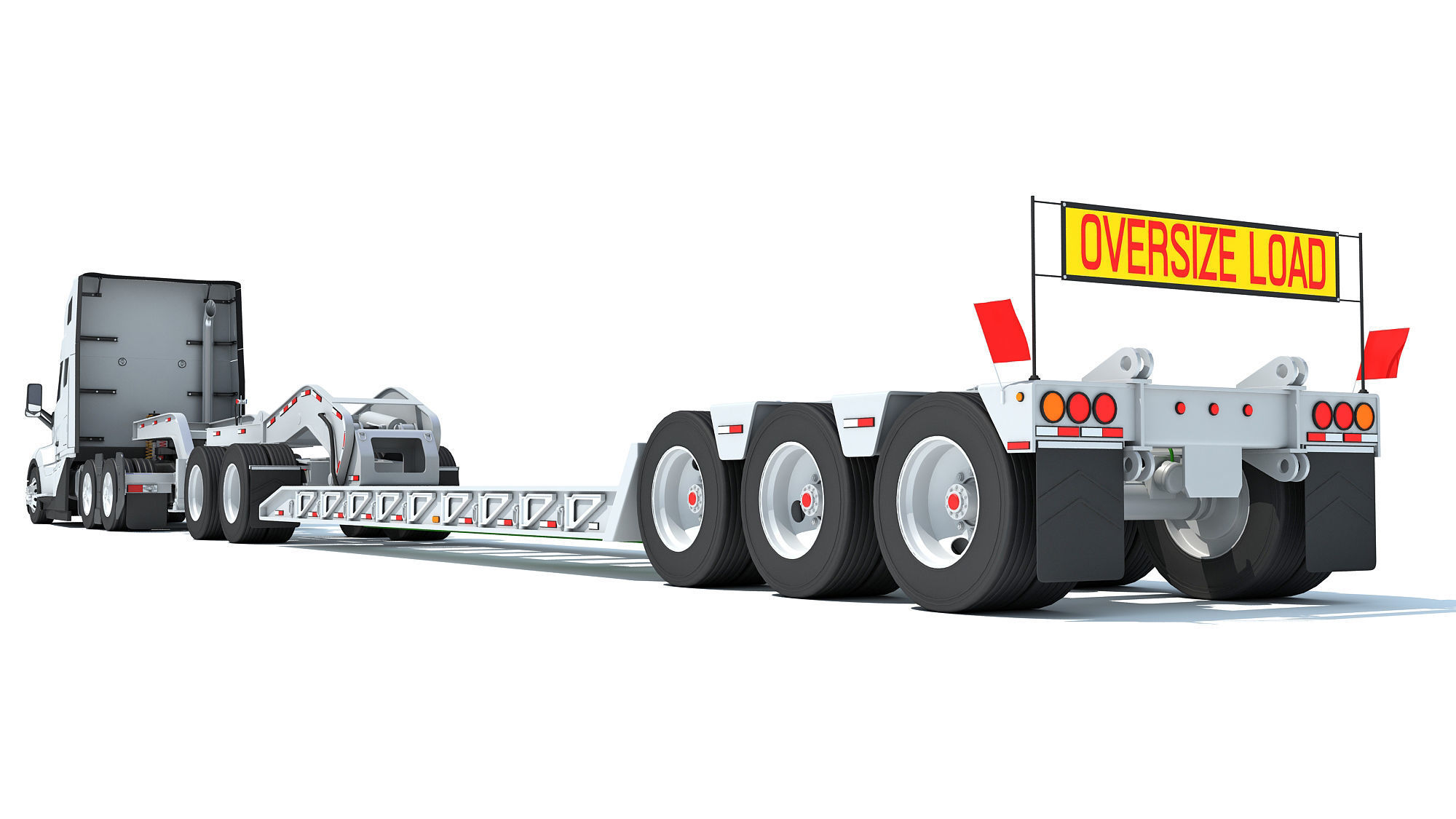 2024 Semi Truck with Lowboy Trailer 3D model_3