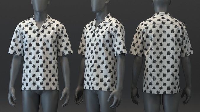 SS Printed Strokes Shirt 3D model