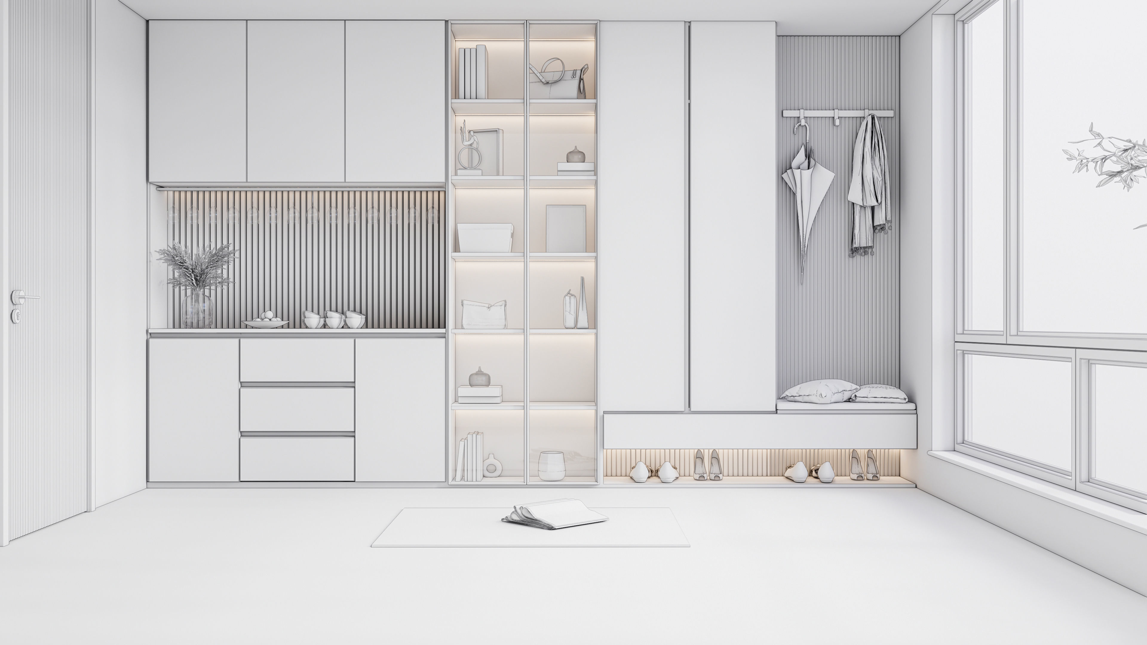 Entryway hallway entrance hall corridor  furniture 4 3D model_19