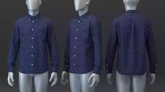 LS Polka Dot Pocket Shirt