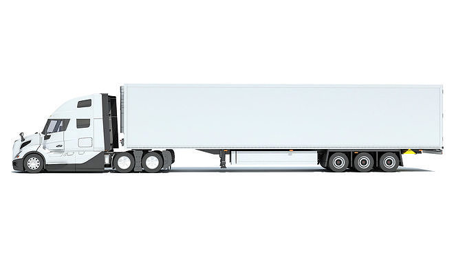 2024 Semi Truck with Refrigerator Trailer 3D model 2