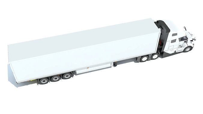 2024 Semi Truck with Refrigerator Trailer 3D model 7