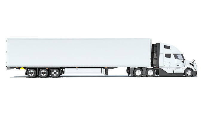 2024 Semi Truck with Refrigerator Trailer 3D model 6