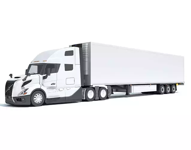 2024 Semi Truck with Refrigerator Trailer 3D model