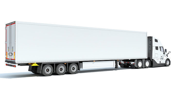 2024 Semi Truck with Refrigerator Trailer 3D model 5