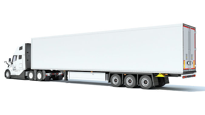 2024 Semi Truck with Refrigerator Trailer 3D model 3