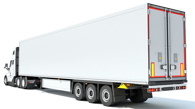 2024 Semi Truck with Refrigerator Trailer 3D model 4