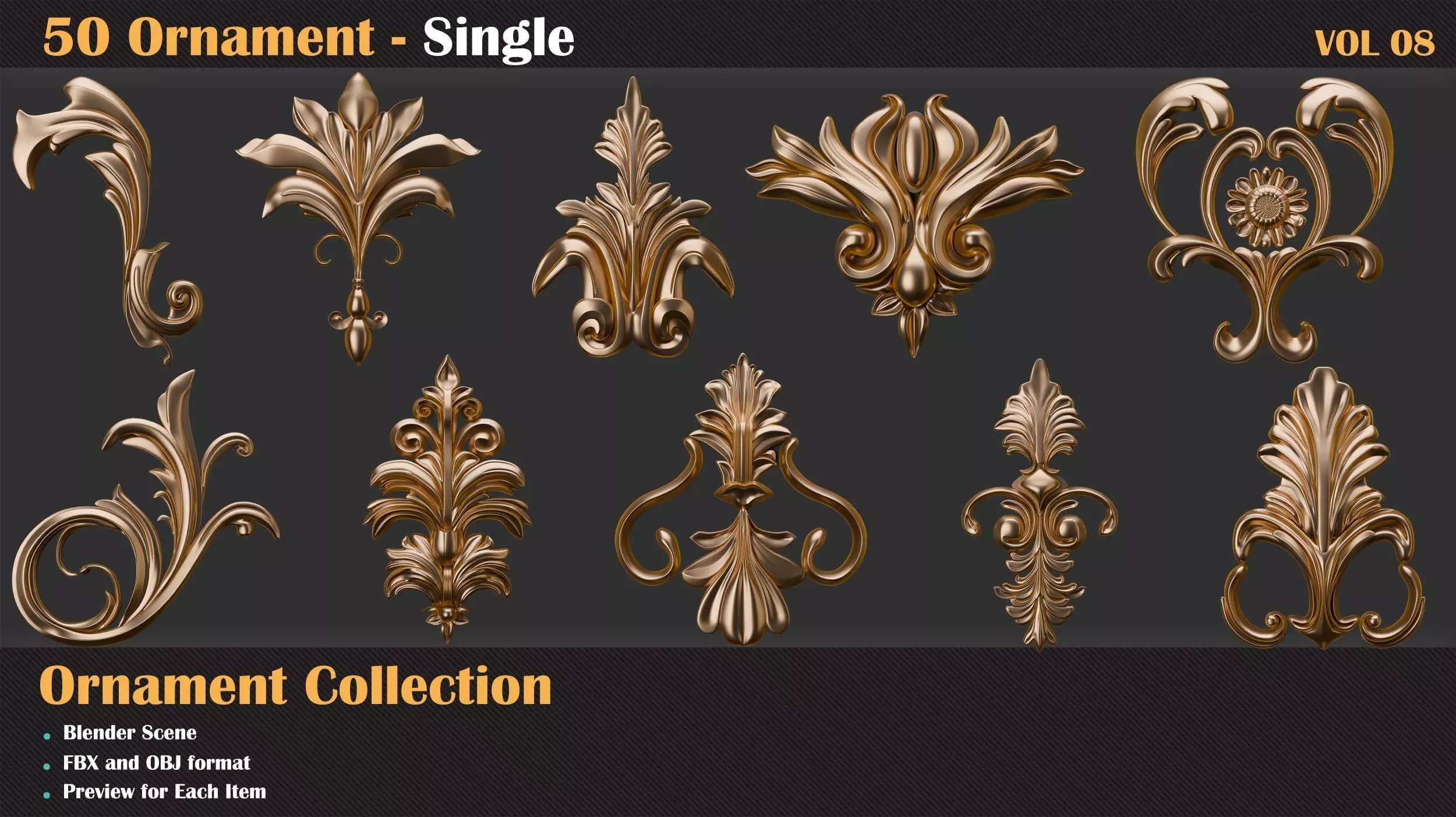 50 Ornament Single - Vol 08 3D model_0