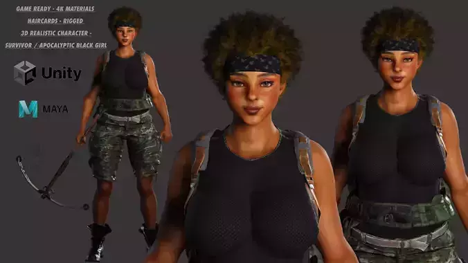 AAA 3D REALISTIC CHARACTER - AFRICAN GIRL SURVIVOR APOCALYPTIC 5