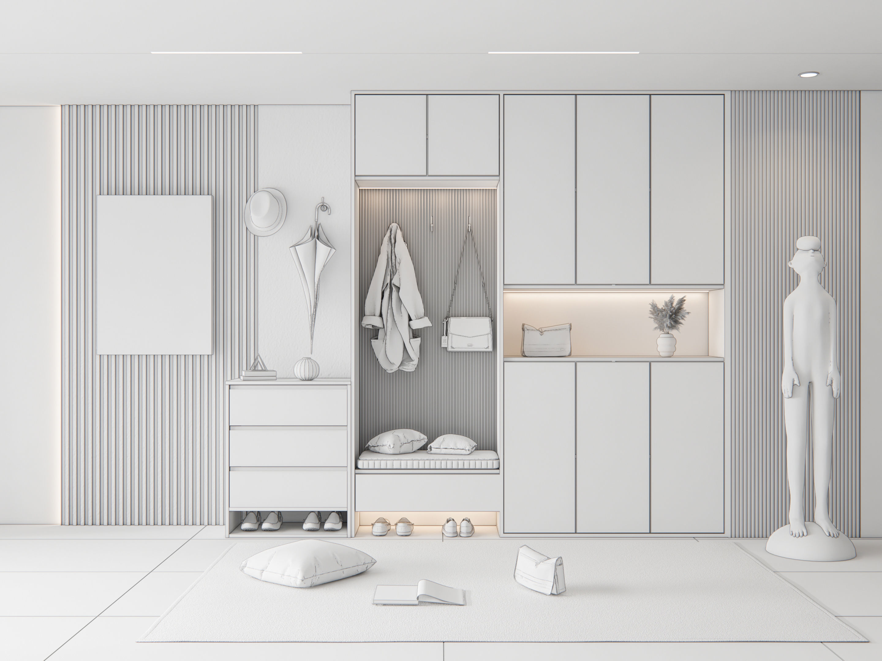 Entryway hallway entrance hall corridor furniture 11 3D model_19