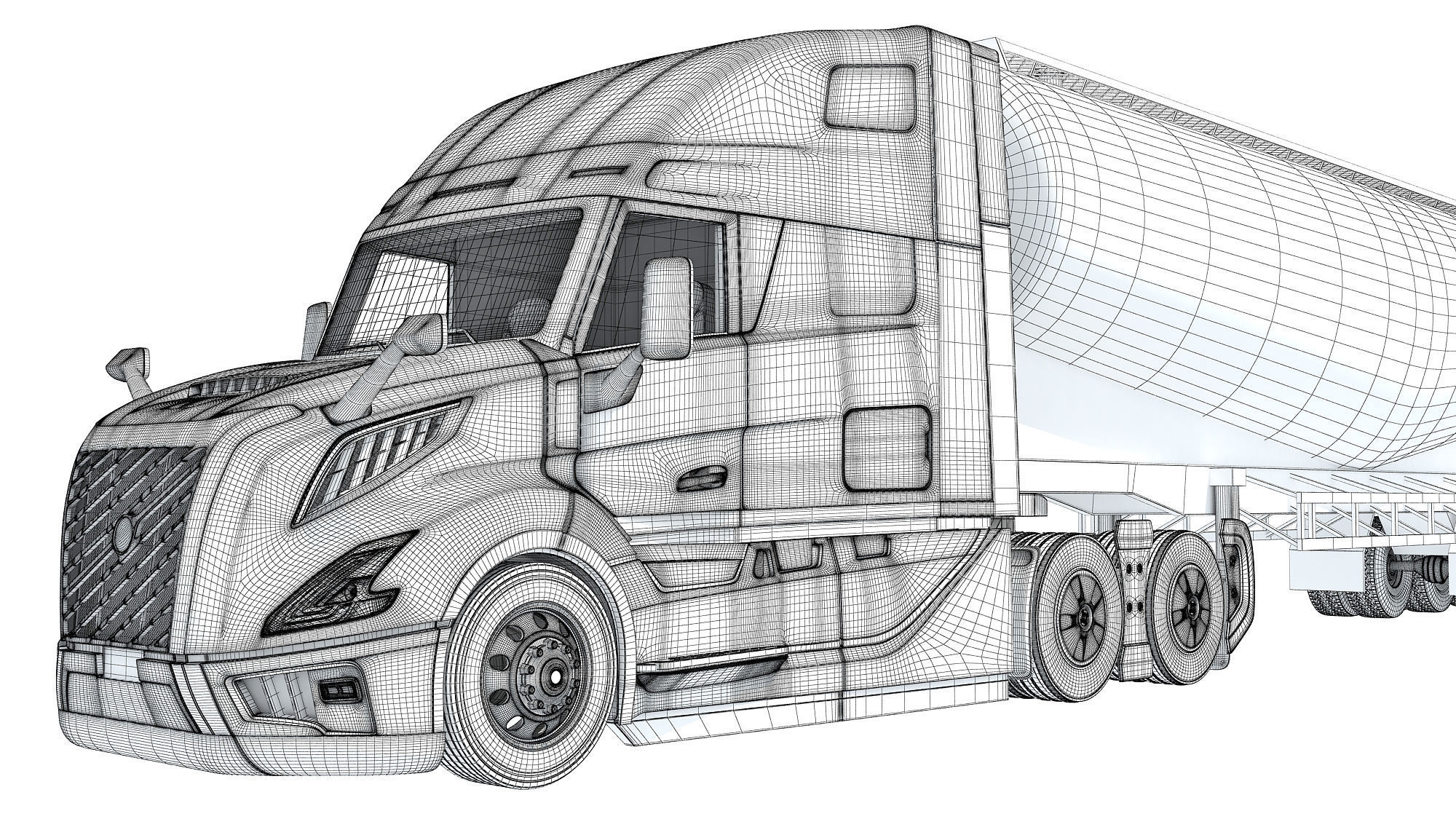 2024 Semi Truck with Tank Trailer 3D model_21
