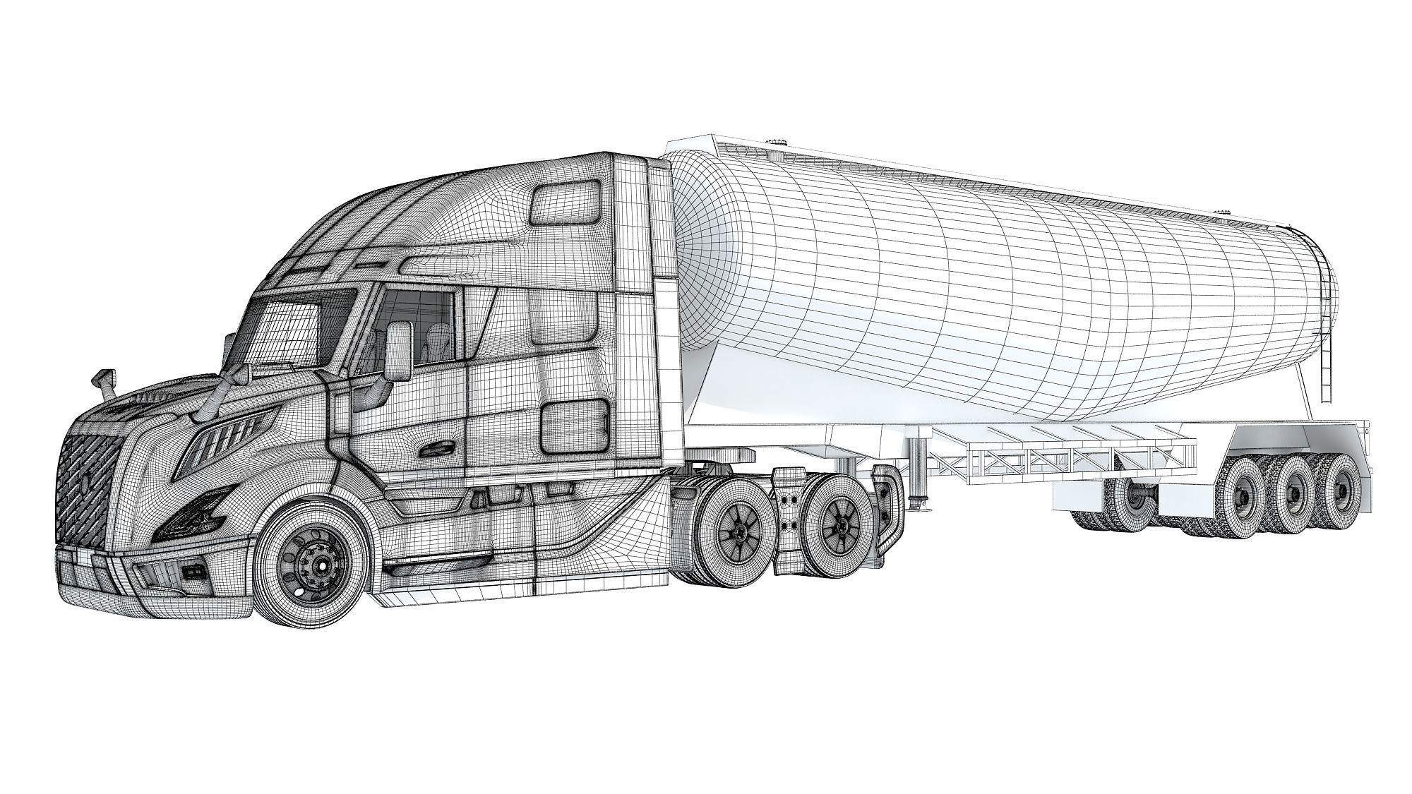 2024 Semi Truck with Tank Trailer 3D model_17