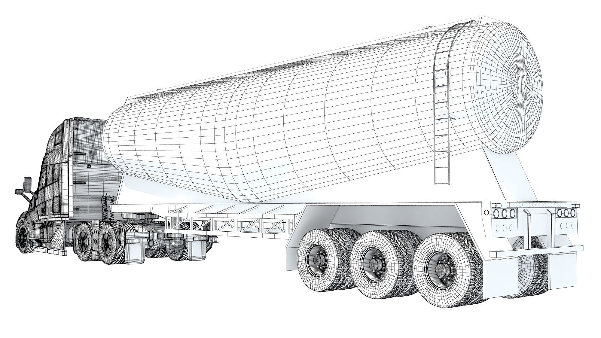 2024 Semi Truck with Tank Trailer 3D model_18