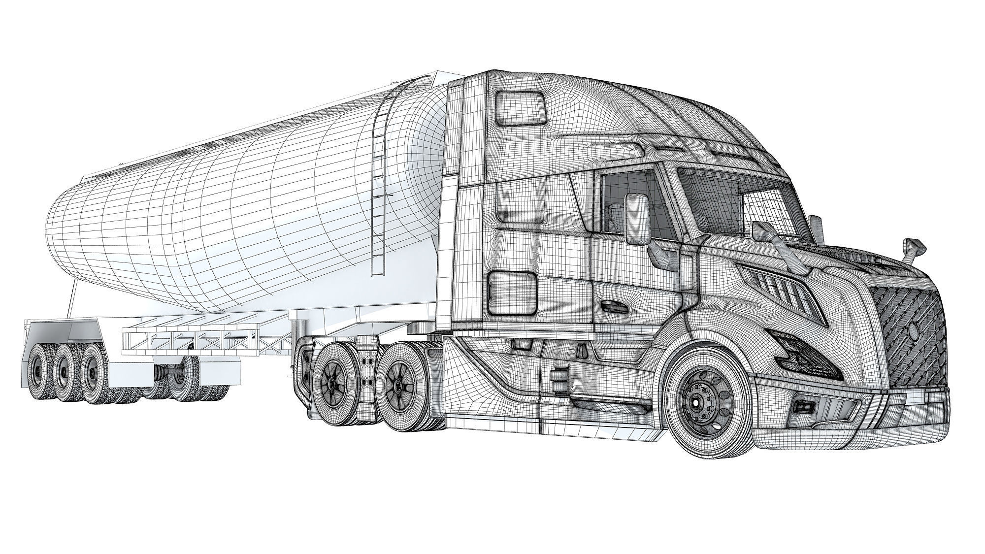 2024 Semi Truck with Tank Trailer 3D model_20