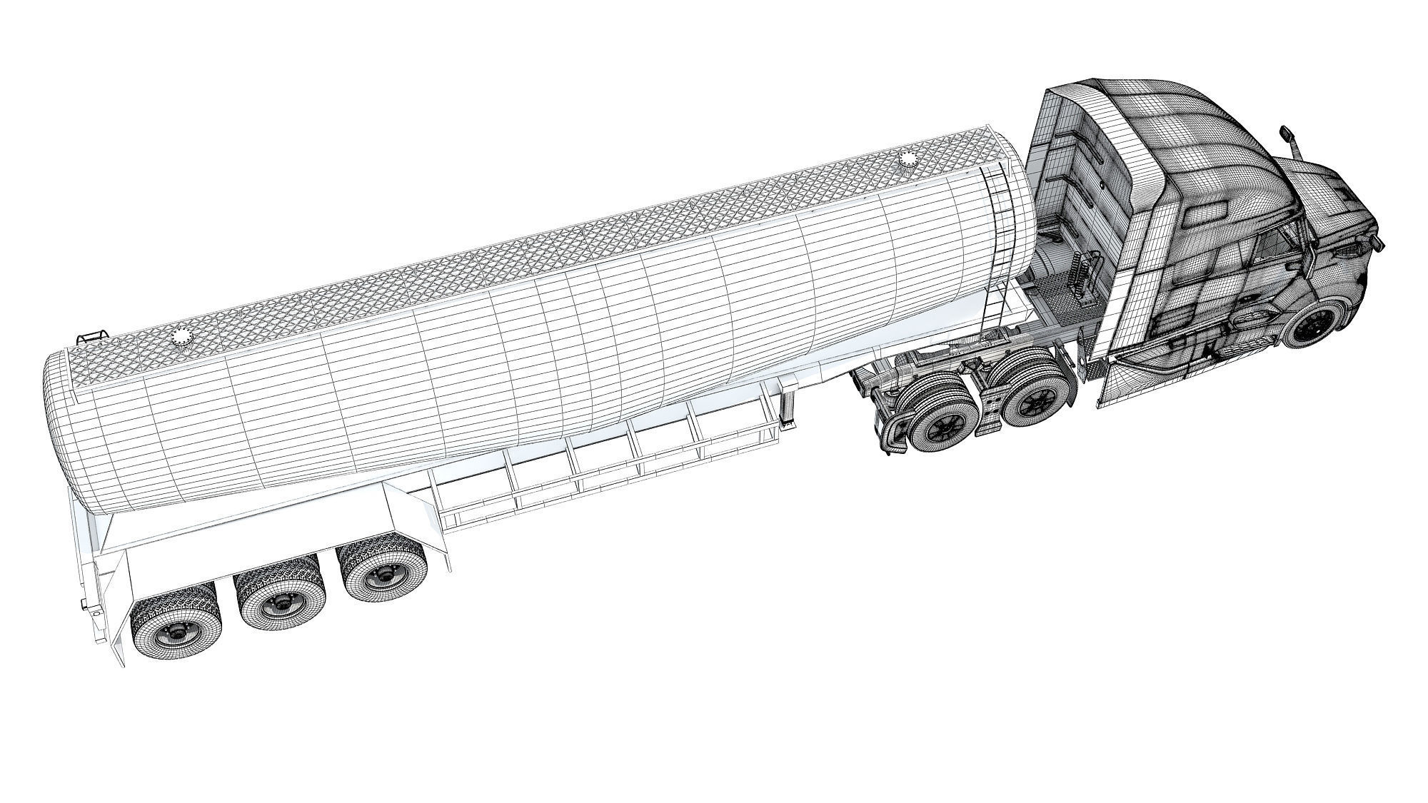 2024 Semi Truck with Tank Trailer 3D model_19