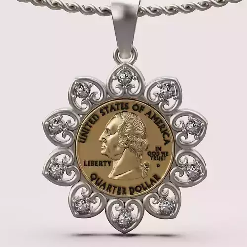 Washington quarter united states coin pendant 3D printable 
