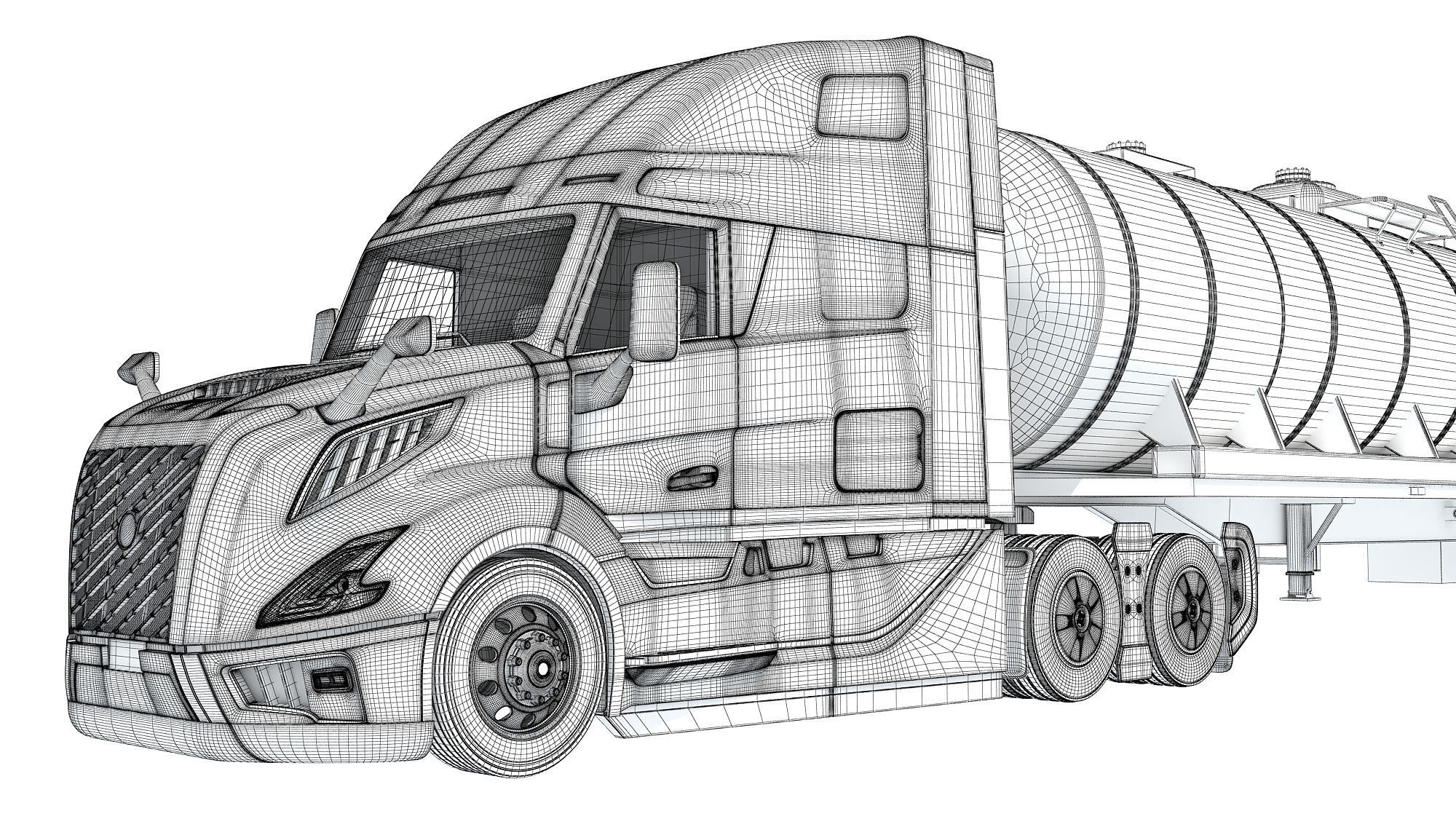 2024 Truck with Tank Semi Trailer 3D model_20