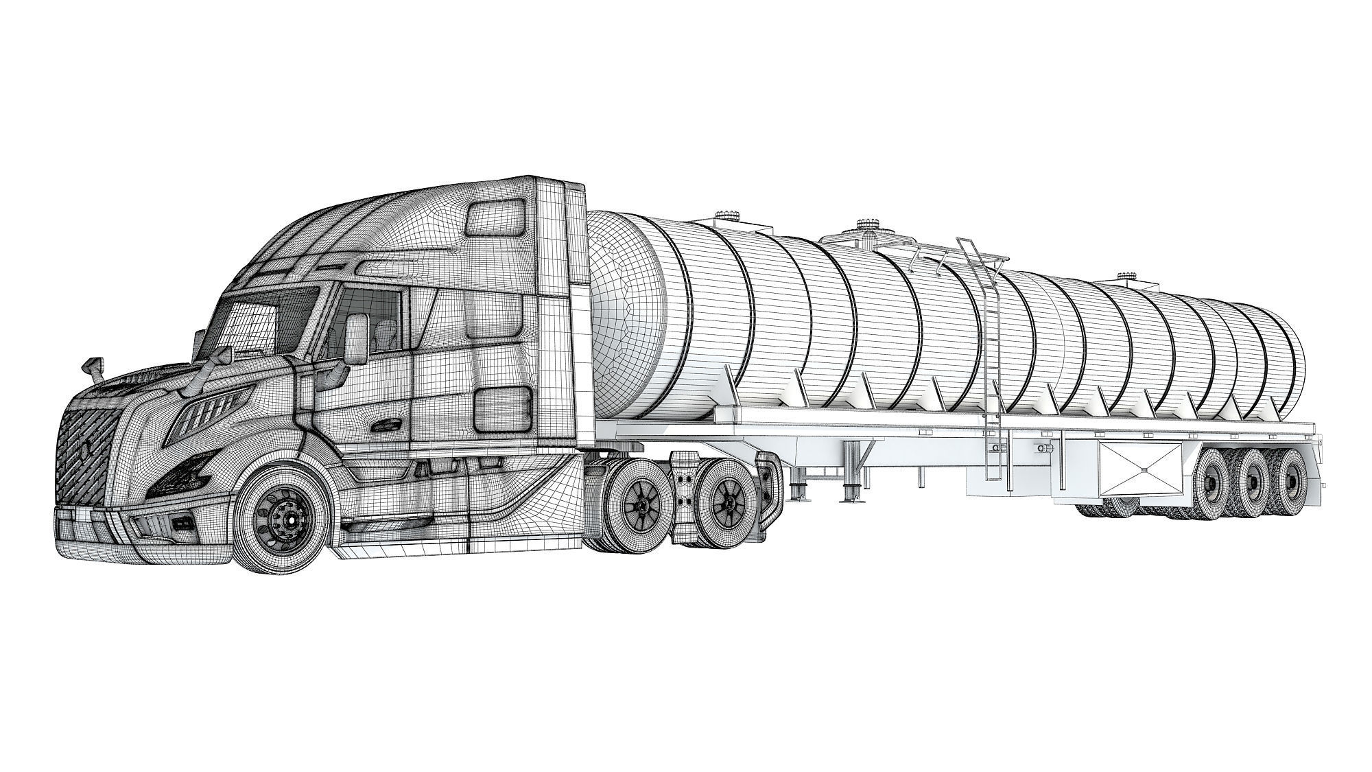 2024 Truck with Tank Semi Trailer 3D model_16