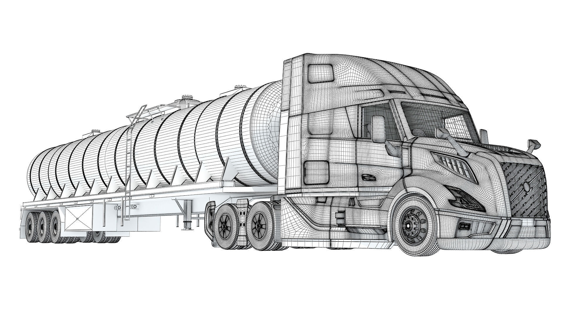 2024 Truck with Tank Semi Trailer 3D model_19
