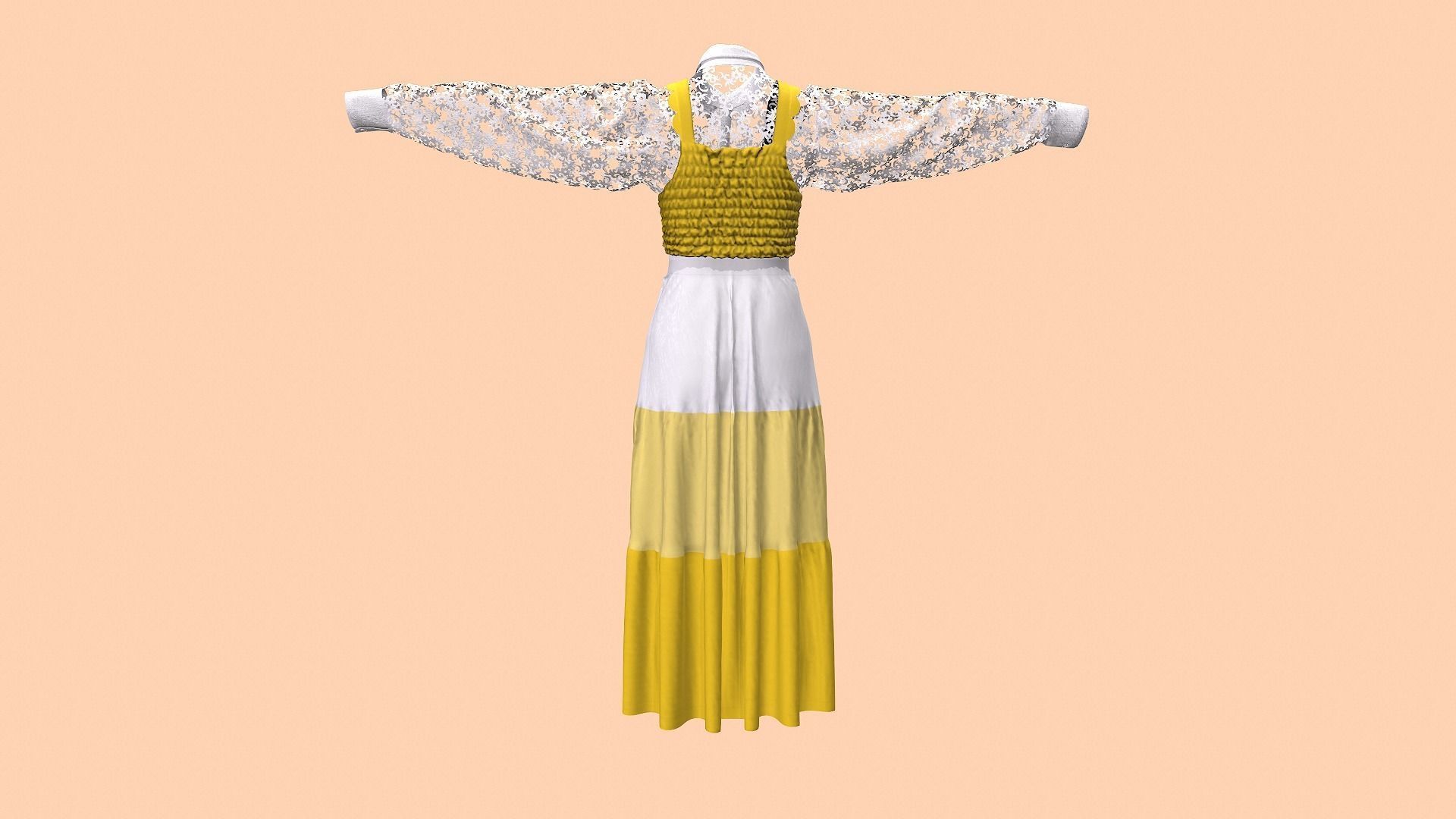 Sun flower dress style 3D model_18