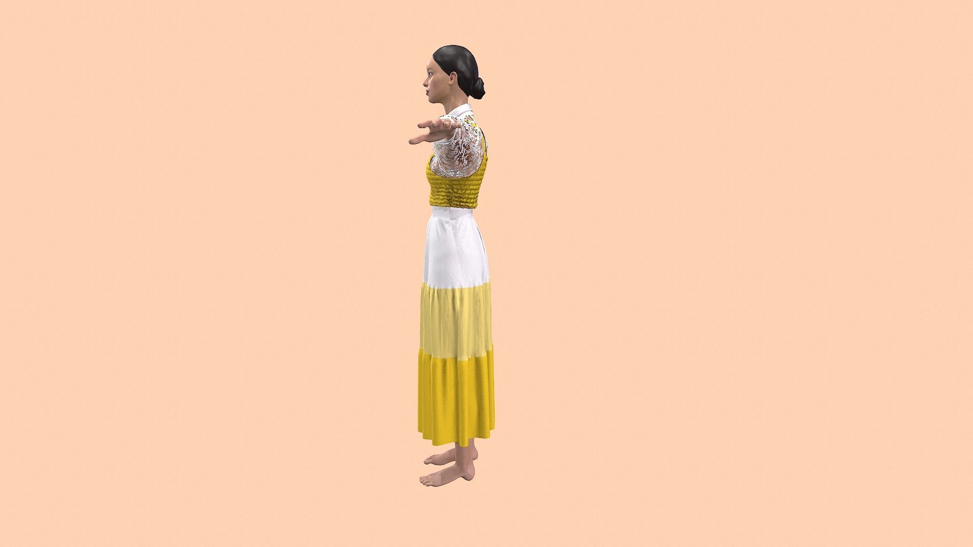 Sun flower dress style 3D model_5