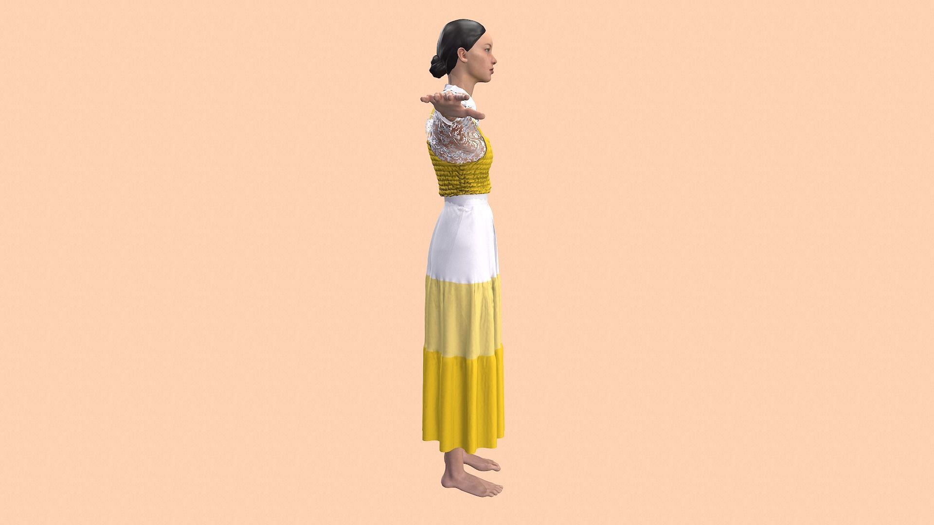 Sun flower dress style 3D model_9